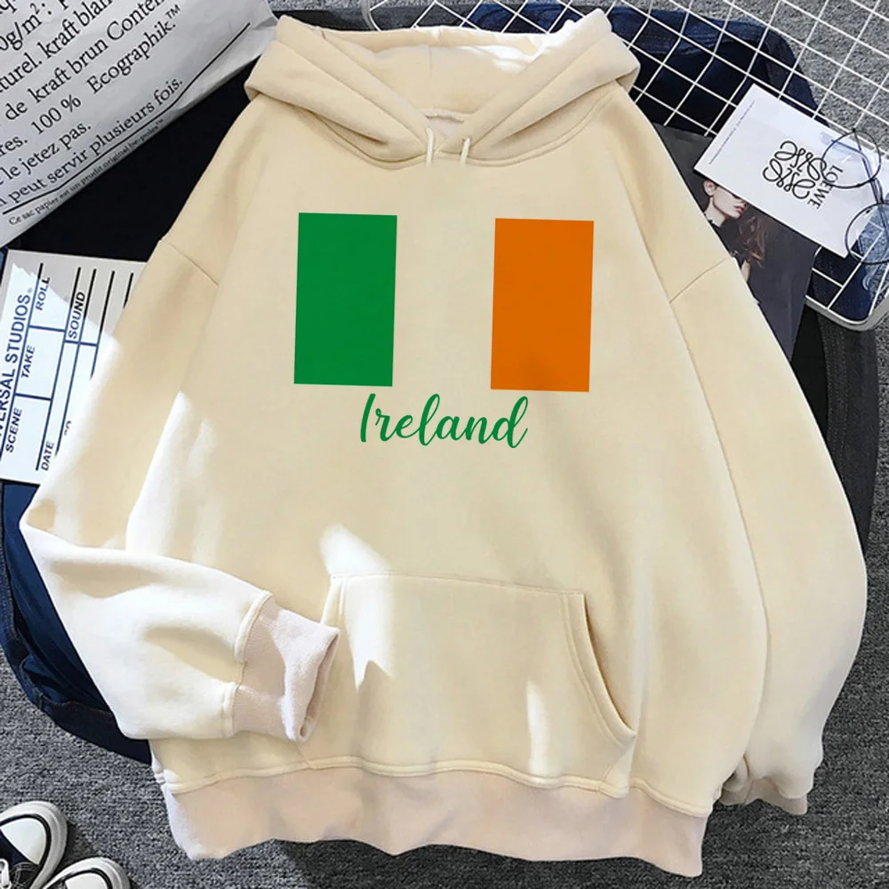 

Ireland hoodies women y2k aesthetic long sleeve top vintage Winter Hooded Shirt Hood female 90s clothing