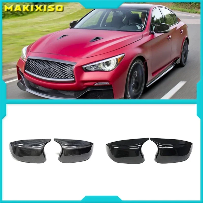 

Car Side 2pcs Horn Replacement for Infiniti Q50 Q60 Q70 SQ50 XQ30 2014-2020 Rearview Mirror Cover Caps Bright Black