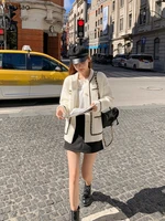White Mink Cashmere Sweater Coat Women Autumn Winter Lazy Style Korean Retro Black Loose O-Neck Knitted Cardigan Fashion Outwear 5