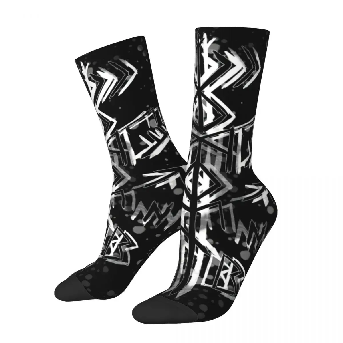 

Happy Men's Socks Runes Retro Viking Mythology Street Style Seamless Crew Sock Gift Pattern Printed