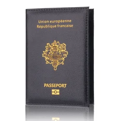 Elegant PU Leather Passport and Bank Card Holder - Unisex Travel Document Wallet (Black)