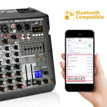 Freeboss Audio Mixer 4 Channels 99 Effect USB Mixing Console PC Record Bluetooth Studio 48V Sound Table Karaoke Mix Desk AG-AT4 3