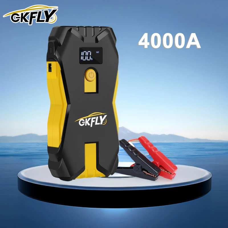 GKFLY 12V Car Jump Starter Power Bank Portable 4000A Car Battery Booster Charger Starting Device Auto Emergency Startup Lighting