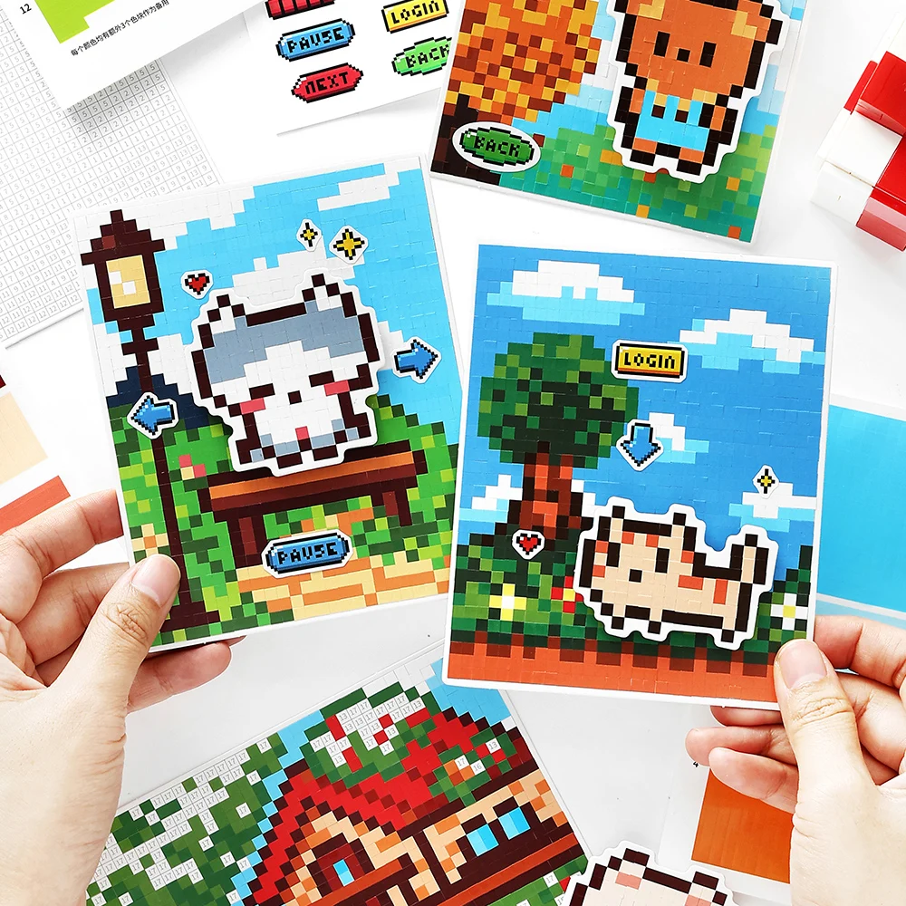 Kawaii Animal Pixel Collage Stickers for DIY Crafts & Decoration