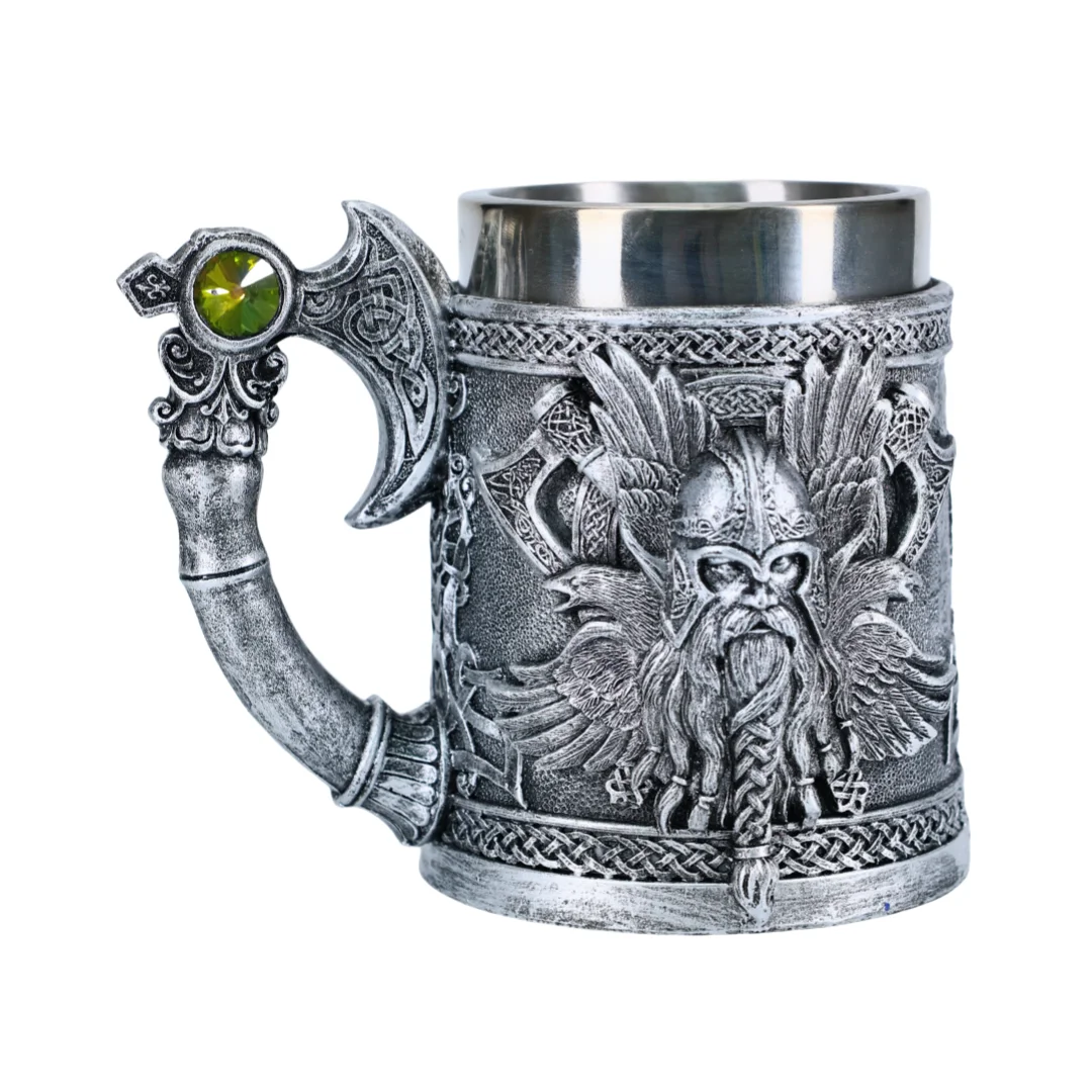 WOKHACH Medieval Dragon Mug 18OZ - Stainless Steel Tankard With Resin Exterior, Viking Norse Theme