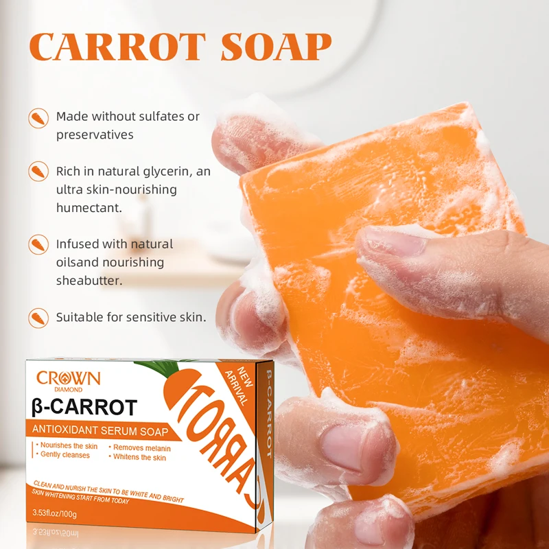 Carrot Soap for Skin Cleaning Stains Skin Soap Bar with Vitamin E for Body and Face Use Facial Cleanser Unisex Valentine's Day 2