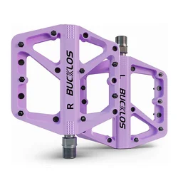 BUCKLOS Ultralight Anti - Slip Nylon Flat Bike Pedals with Sealed Bearings (Light Purple Pedal)