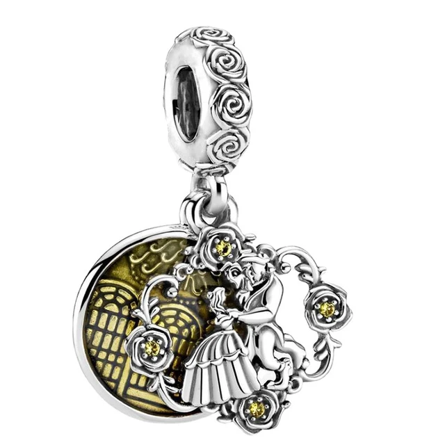 Fit Pandora Disney Beauty and the Beast Dancing Pendant for Jewelry Making  Belle Princess Charms Bracelet Women Accessories DIY