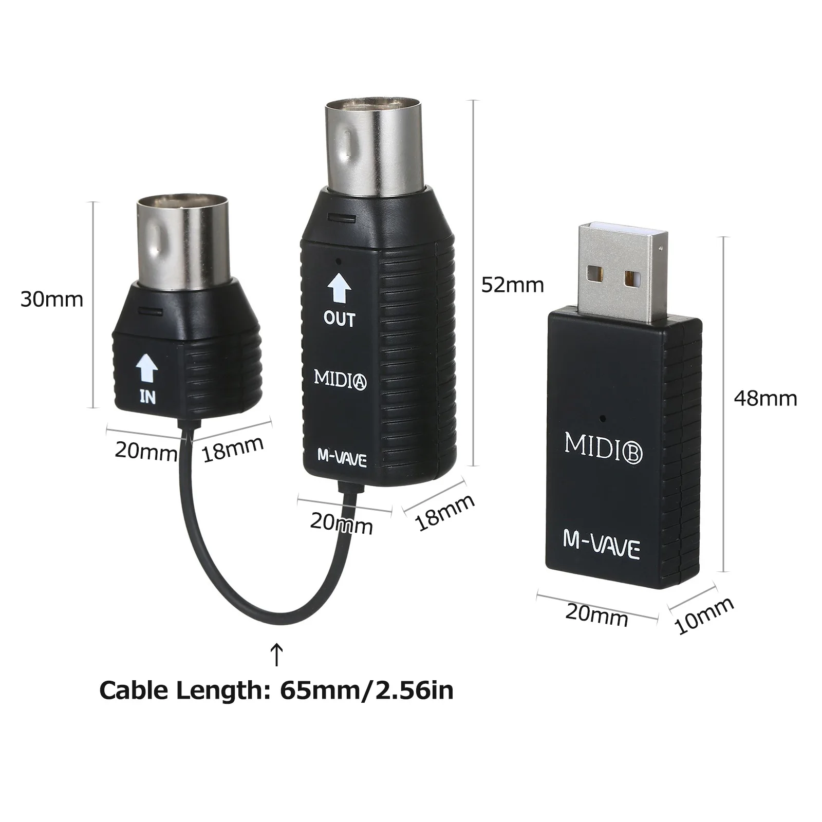 M-VAVE MS1 Mini Wireless Transmission System MIDI System MIDI Wireless Adapter Plug and Play Support Devices