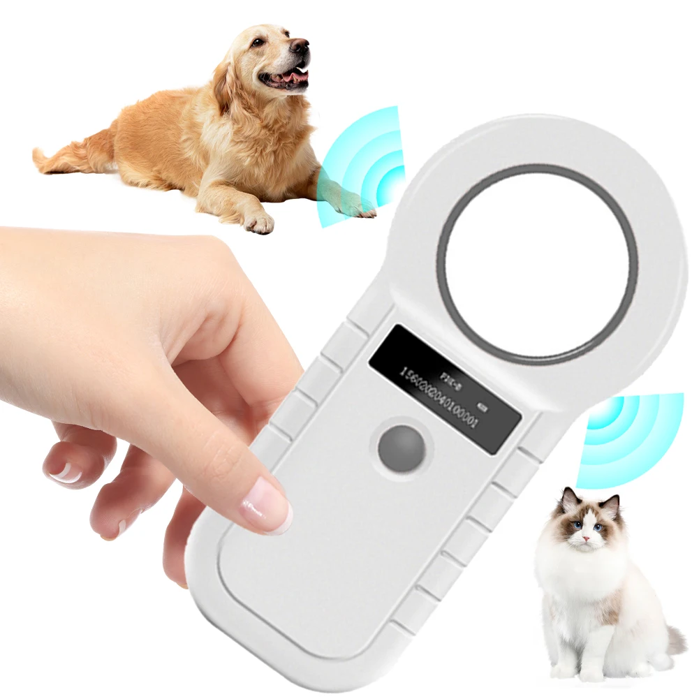 Pet Microchip Scanner 134.2kHz 125kHz Chip Transponder with Stable OLED Display Animal Tag Reader for ISO 11784/11785 FDX-B EMID