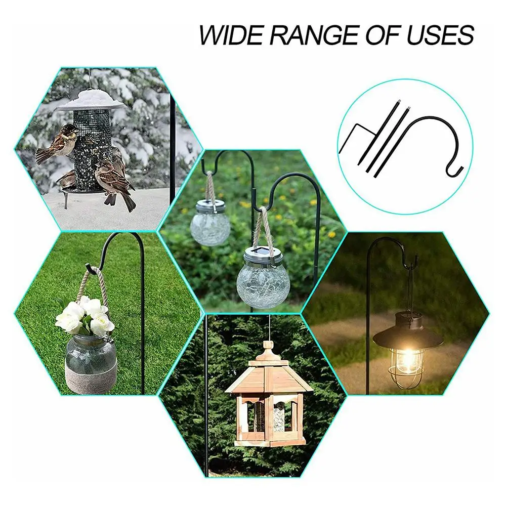 Shepherd Hook Garden Wrought Iron Stake Outdoor Plant Flower Basket Hanger Basket Hook Garden Decoration garden hooks