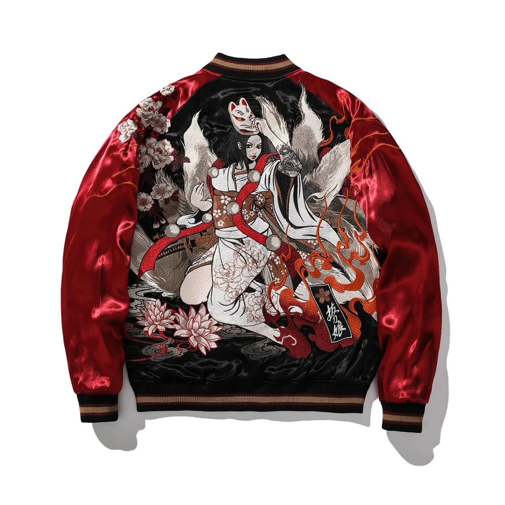 Japanese streetwear jacket side profile showing stand collar design