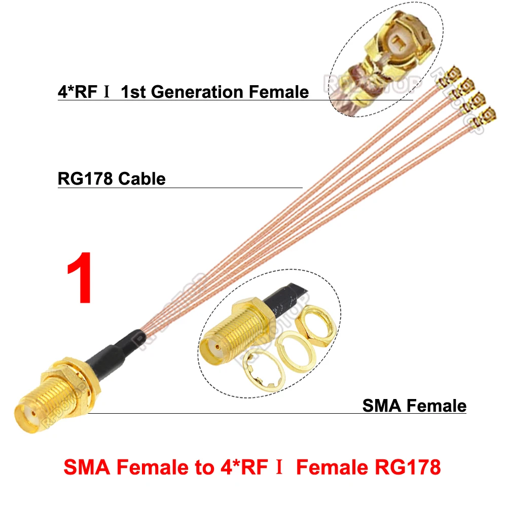 Vecys SMA-aansluitadapter SMA vrouwelijk naar F-type vrouwelijke