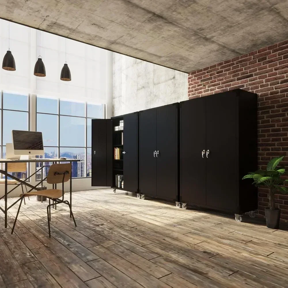 43 W x 20 D x 72H Garage Storage Cabinet, Metal Storage Cabinet with Pegboards, Wheels, Locking Doors and Adjustable Shelves 6