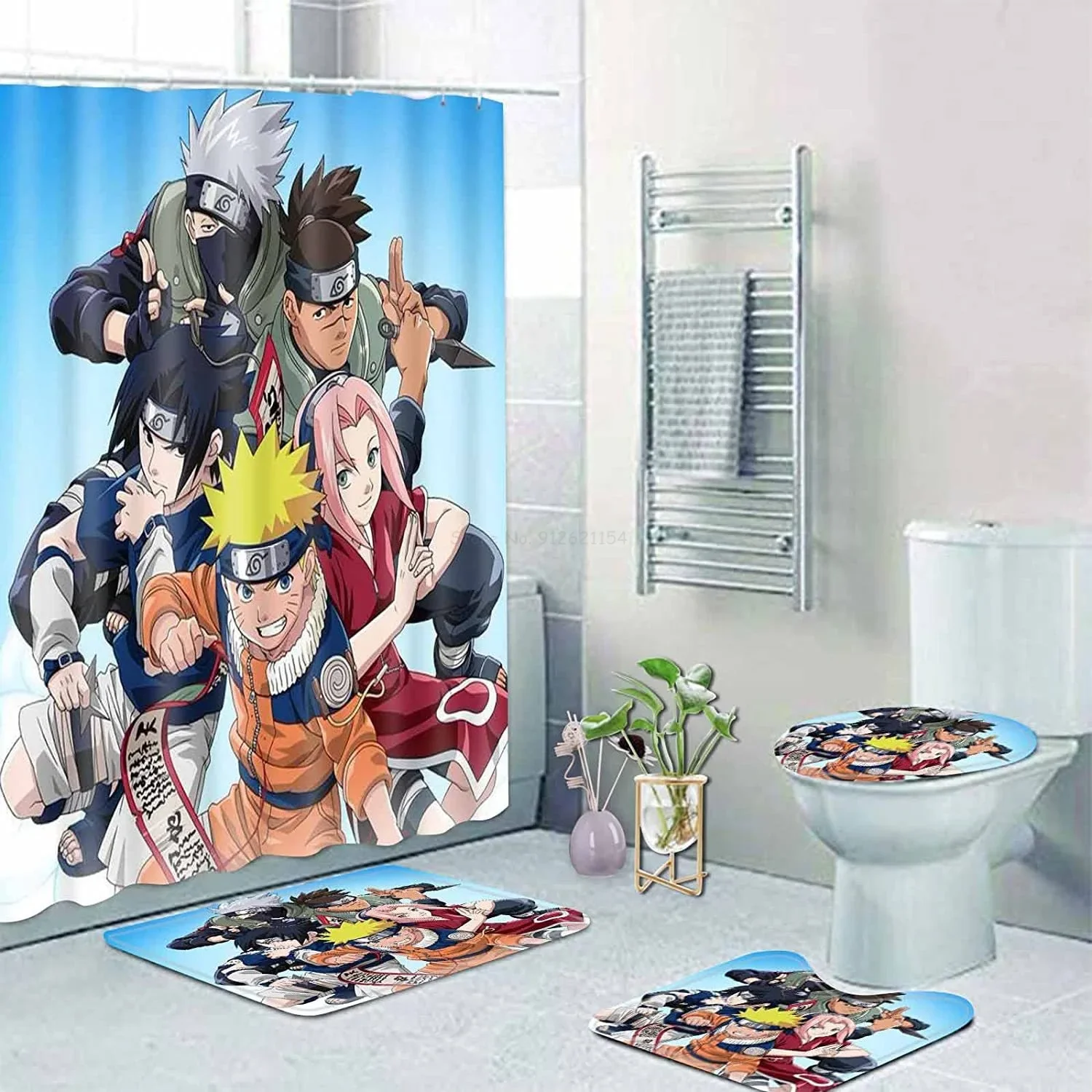 Naruto 3D Stampa Digitale Fiori Tenda Da Doccia Tende Da Bagno In Poliestere Impermeabile Tende Da Doccia Colorate Set Tappetini Da Bagno