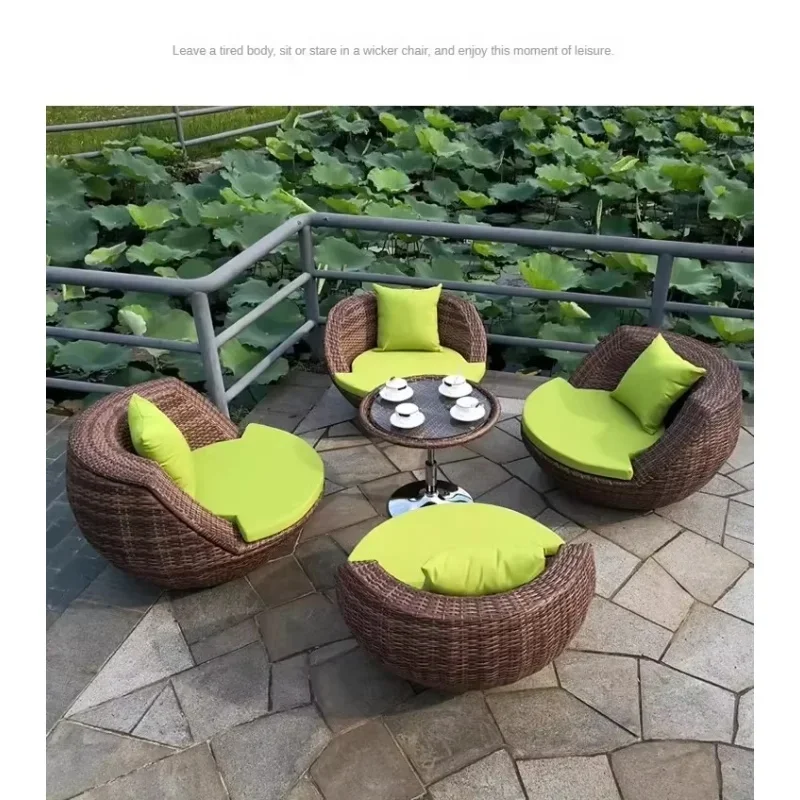 Outdoor Wicker Patio Furniture Set with Sectional Sofa, Ottoman, and Glass Coffee Table for Pool, Garden, or Balcony