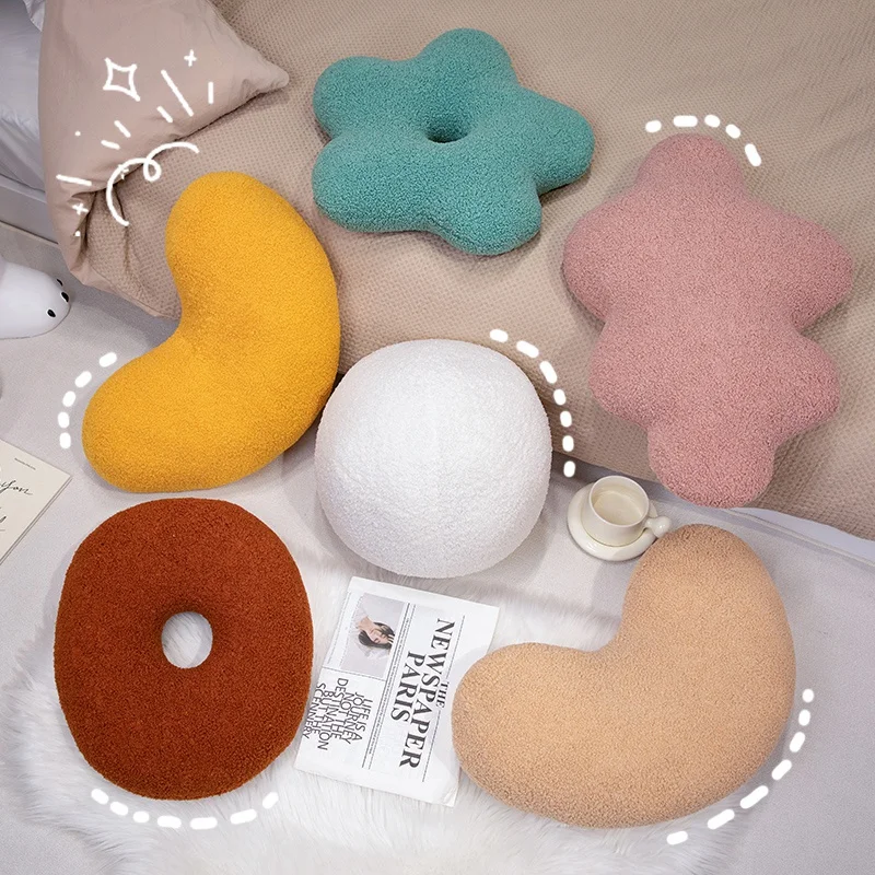 Soft Plush Cloud Flower Cashew Nut Donut Ball Pillow Back Support Plushie Sofa Chair Bed Home Decor Plushie Ladies Gift 2