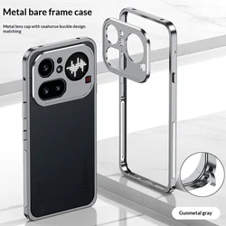 Luxury Metal Bumper Shockproof Bare Skin Hard Aluminum Frame with Camera Protection for Nothing Phone (3) (Grey)