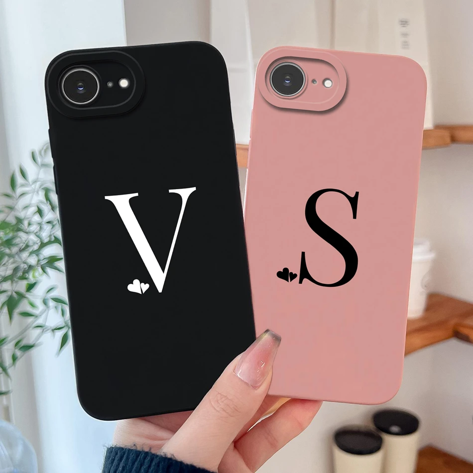Simple Heart Letters Liquid Silicone Phone Case - Soft, Smooth, High-Quality Back Cover in Elegant Design