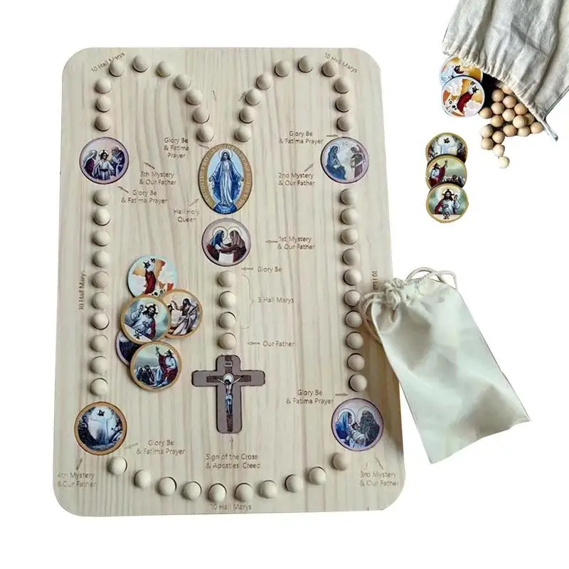 Deluxe Wooden Rosary Beads Education Tool Board