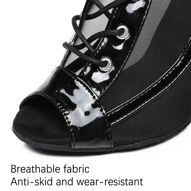 DKZSYIM Woman Dance Shoes Black Girls Ballroom High Top Dance Boots Ladies Custom Heels 5cm-11cm Latin Salsa Tango Dancing Shoes 4