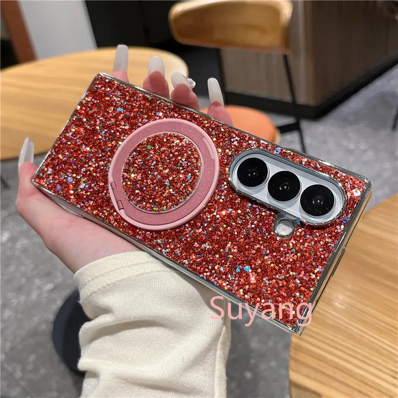 Magnetic Phone Case For Samsung Galaxy Z Fold With Ring Kickstand_voghion.com
