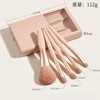 5Pcs Portable Makeup Brush Set With Mirror - Foldable Travel Kit ，Mini Makeup Brush Set Travel Makeup Brush Set