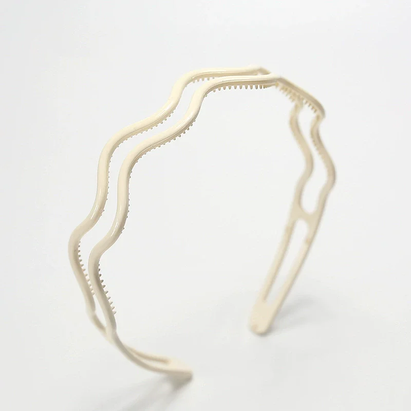 Women Korean Headband Head Hoops Girls Temperament Double-Layer Wavy Hairbands Bezel Headwer With Teeth Anti-Slip Accessories
