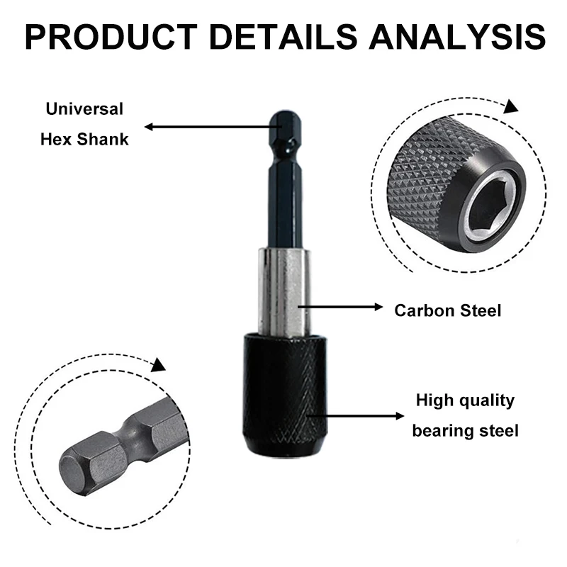 60mm hexagonal quick change rod 6.35mm self-locking screwdriver connect rod power tool accessory magnetic sleeve extension