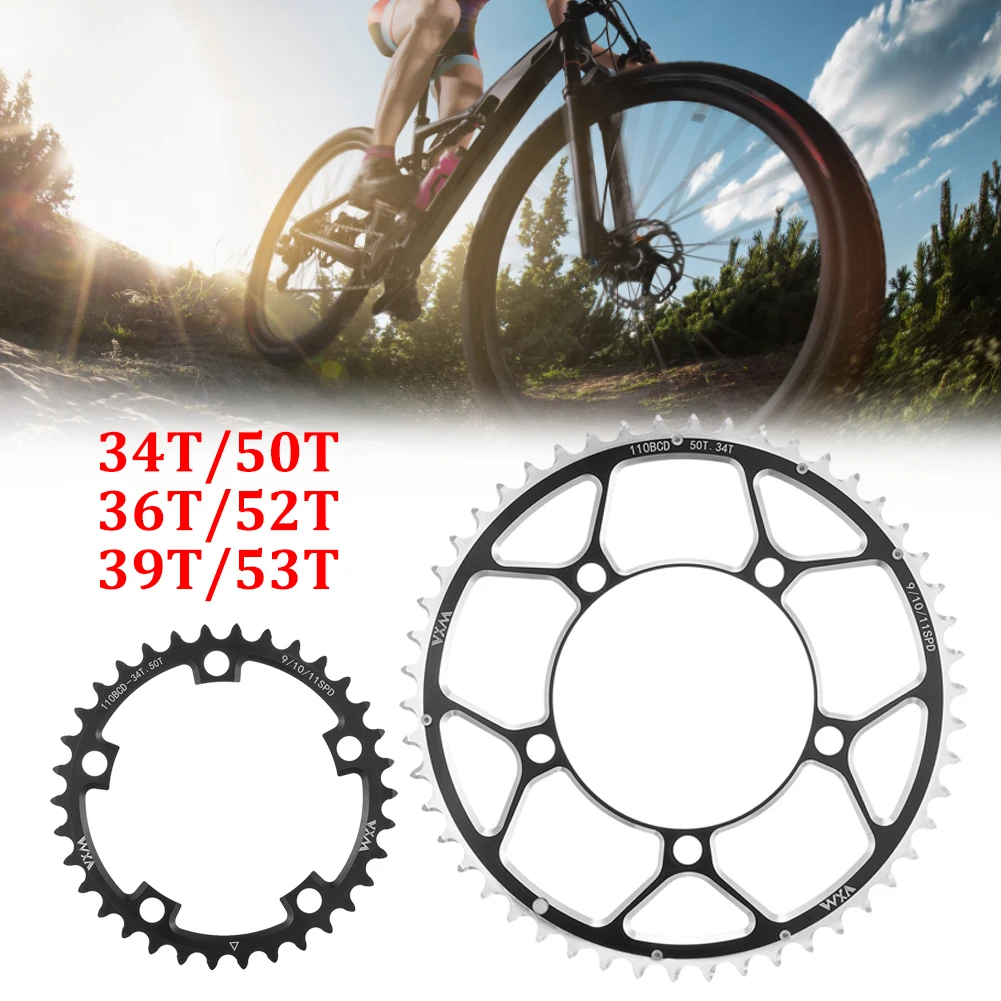

Bicycle Double Chainring 110BCD 34T/50T 36T/52T 39T/53T Aluminum Alloy Road Bike Chainwheel Plate Double Disc Bike Parts