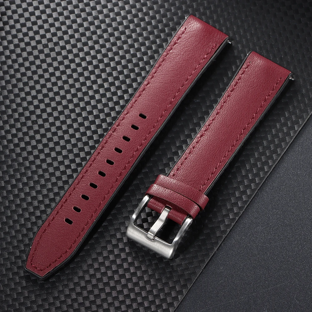 Universal Quick Release Leather Silicone Watch Strap - 20mm/22mm - Unisex Replacement Belt