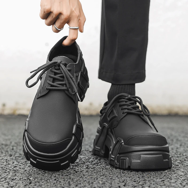 Men Platform Leather Shoes Formal Dress Shoes for Male Plus Size Party Wedding Office Work Slip on Business Casual Oxfords