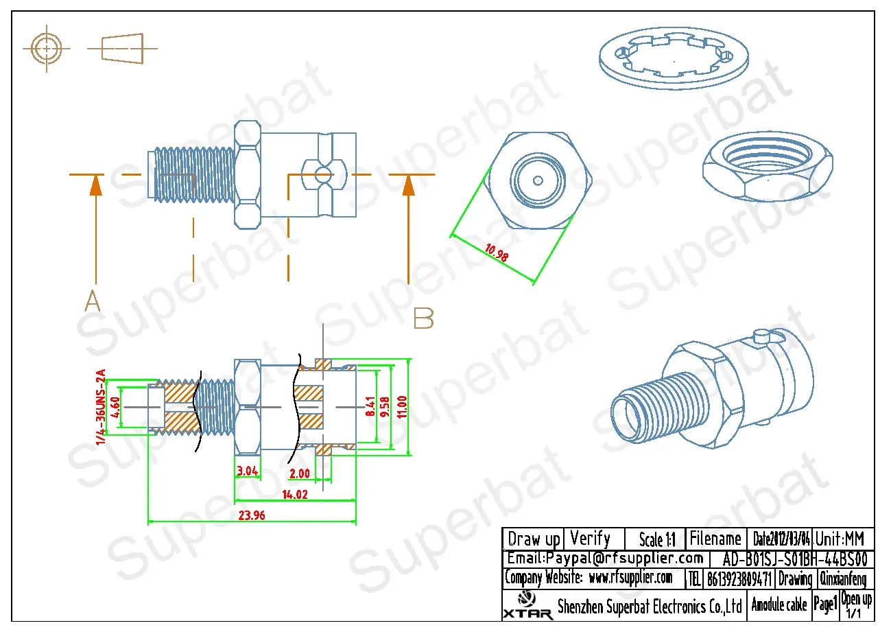 Nickel Plated RF Coaxial Adapter for Electronic Components