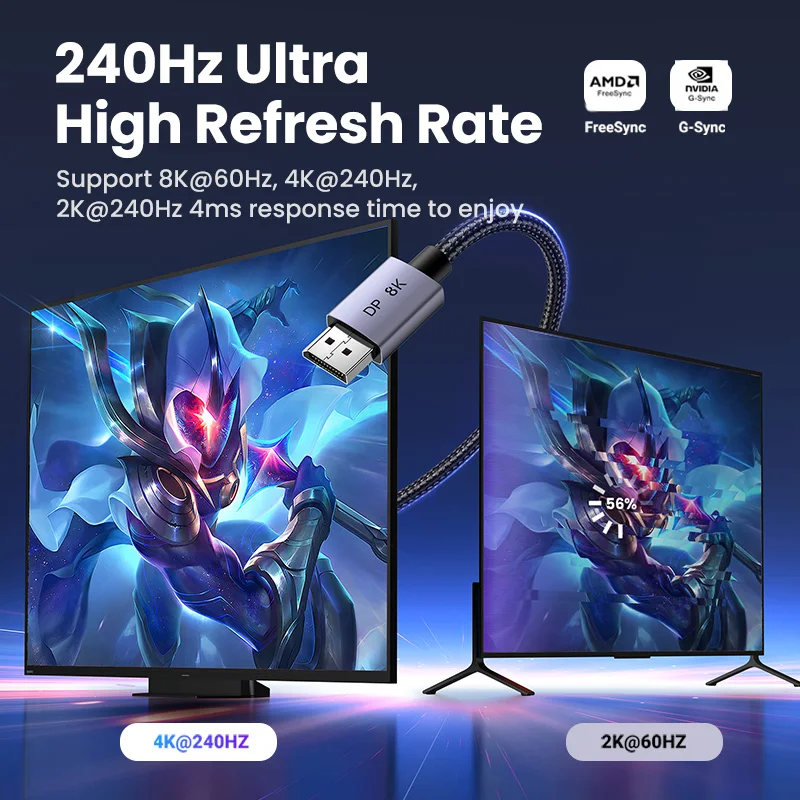 DisplayPort Cable UGREEN 8K DP 1.4 2K165Hz 32.4Gbps for PUBG Gaming PC Computer Monitor Projector