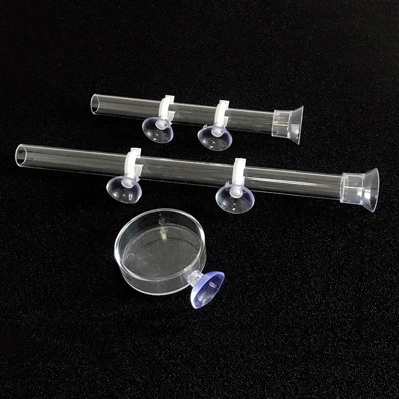Acrylic Fish Shrimp Feeder Transparent Durable Assembled Feeding Tube Feeding Dish Tray Set