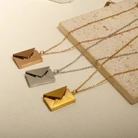 Stainless Steel Envelope Pendant Necklace Metal Waterproof Jewelry For Women - Image 2