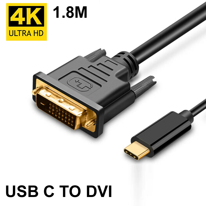 Computador Portátil Portátil Computador Portátil 4k @ 60hz Usb tipo c a 24 Mais Dvi Cabo para Thunderbolt Macbook Pro Projetor Monitor de tv s8 s9 1.8m