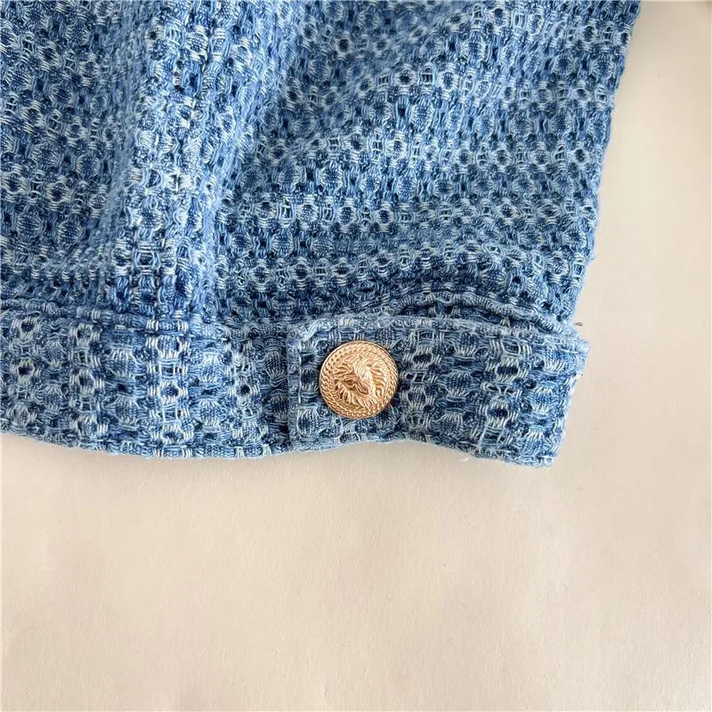 جاكيت دنيم نسائي أنيق بتصميم ريترو، كارديجان قصير، ملابس خارجية نسائية جديدة لربيع وصيف، نمط كوري شعبي