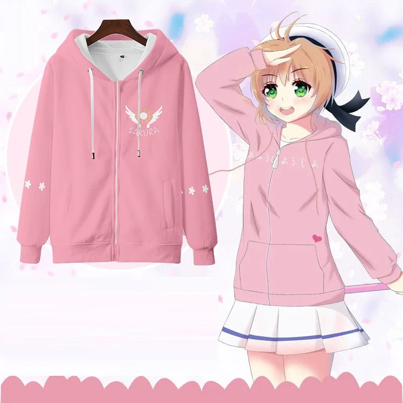 

Толстовка Cardcaptor Sakura с 3D принтом на молнии для женщин и мужчин, толстовка, уличная одежда в стиле хип-хоп, КИНОМОТО Сакура, куртка с капюшоном на молнии для косплея