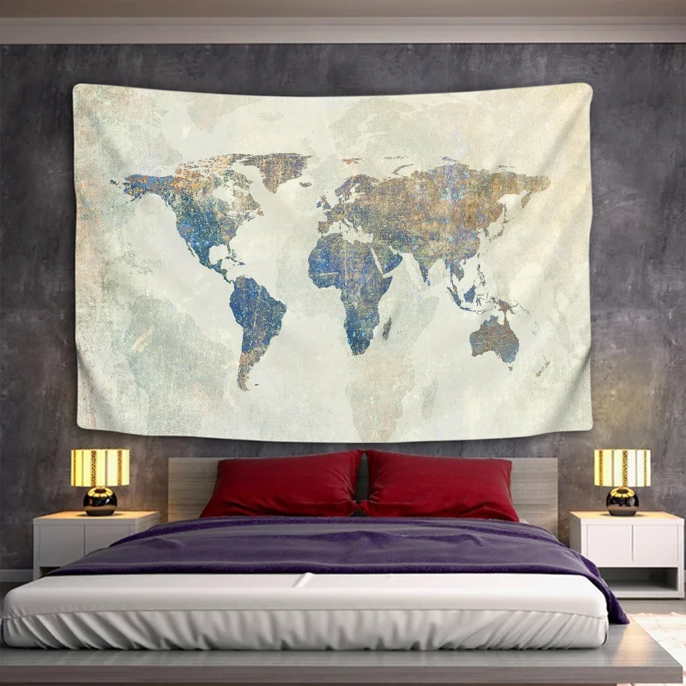 World Map Tapestry for Bedroom Decoration Photo Paper on the Wall Decor Room Decorating Items Home Decorations Tapries Aesthetic