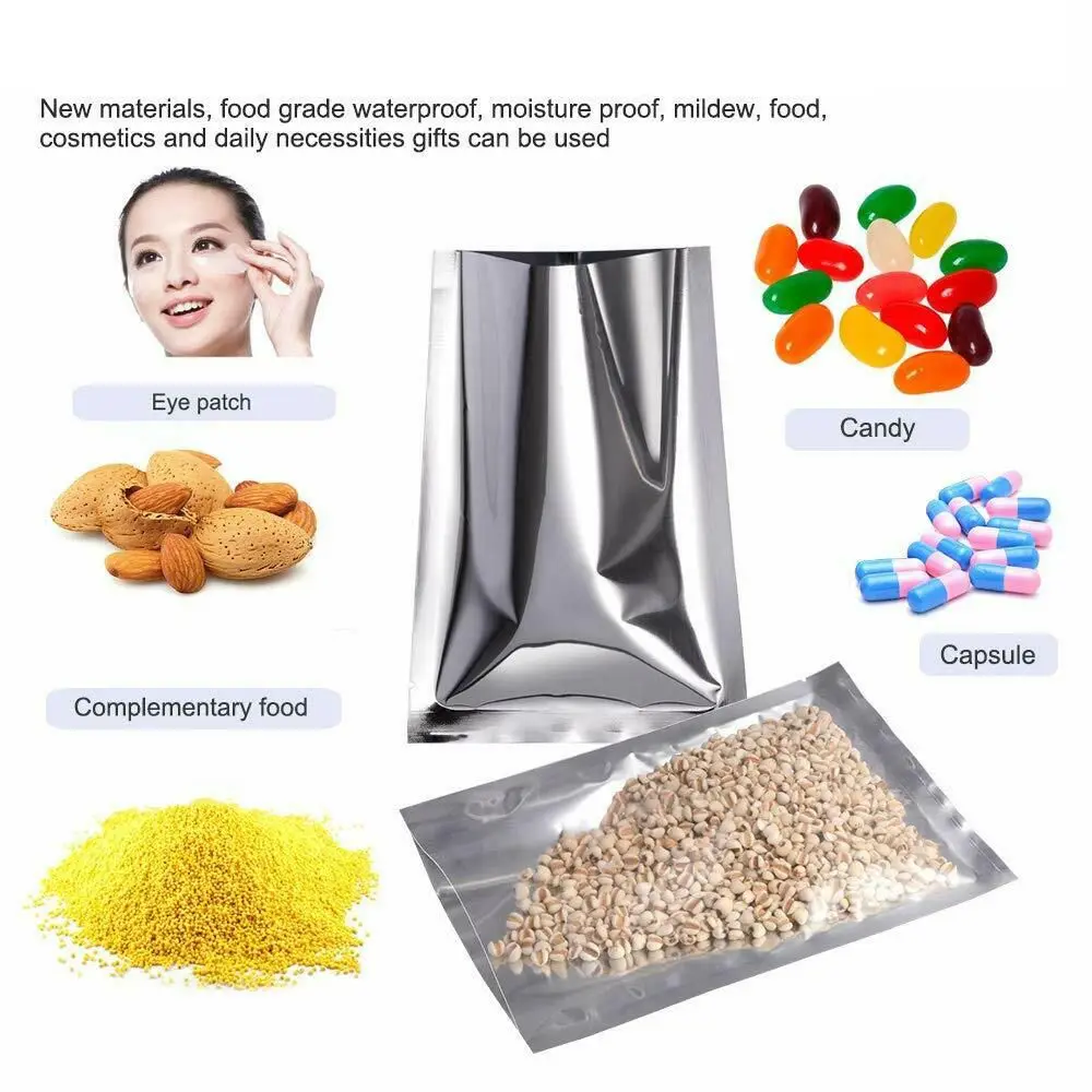 100PCS Heat Seal Aluminium Foil Bags Food Storage