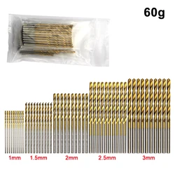 50 - Piece Titanium Coated Small Drill Bit Set (50pc twist drill set)