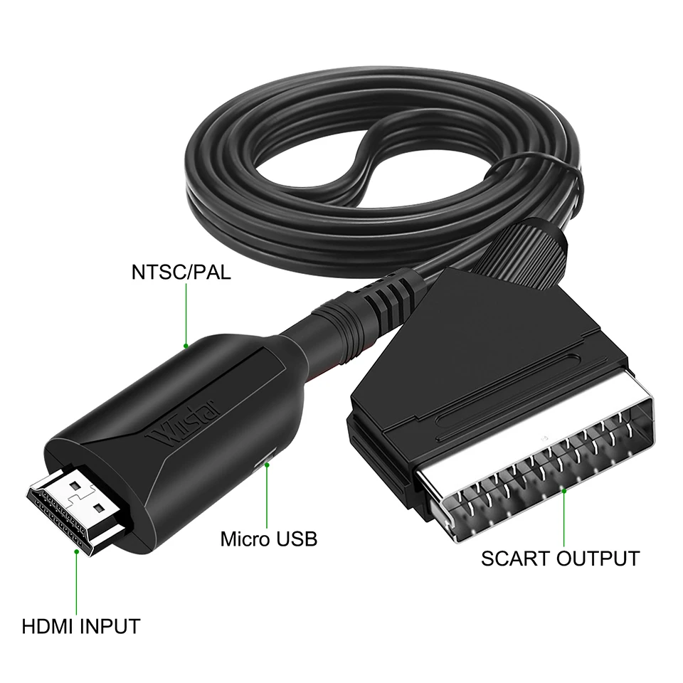 SCART To HDMI ,HDMI To SCART Video Audio Upscale Converter Adapter 1080P/NTSC/PAL for HD TV DVD for Sky Box STB Plug and Play