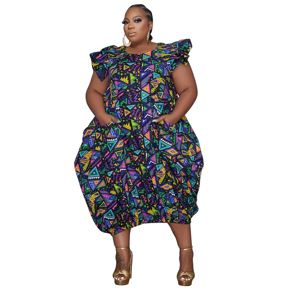 

2023 African Dresses for Women Spring Summer Sleeveless Blue Red Africa Clothing Ankara Robe Africaine Wedding Party Gowns