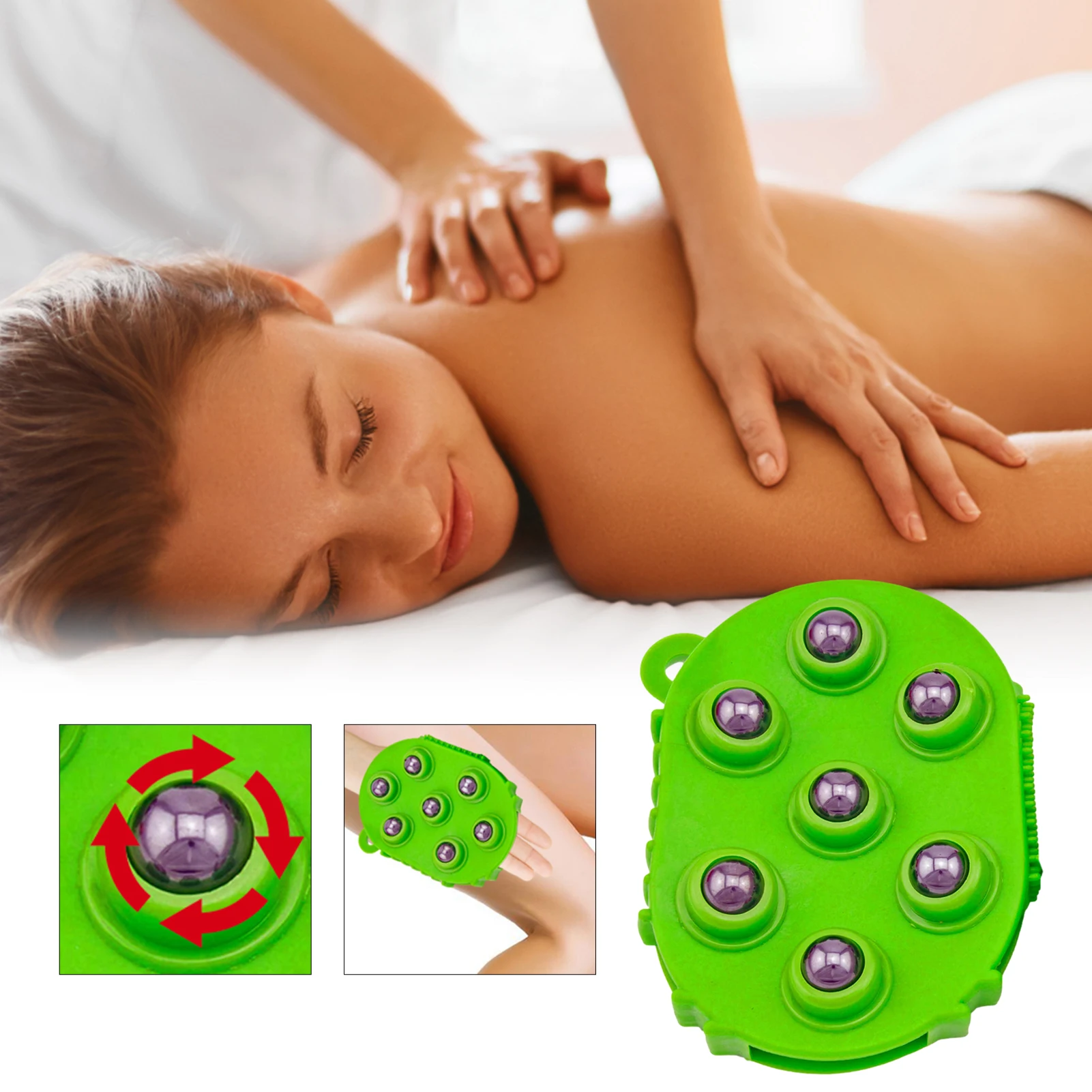 7 Balls Roller Body Massage Glove Anti-Cellulite Muscle Pain Relief Relax Bath Massager For Neck Back Shoulder Face Lift Tools