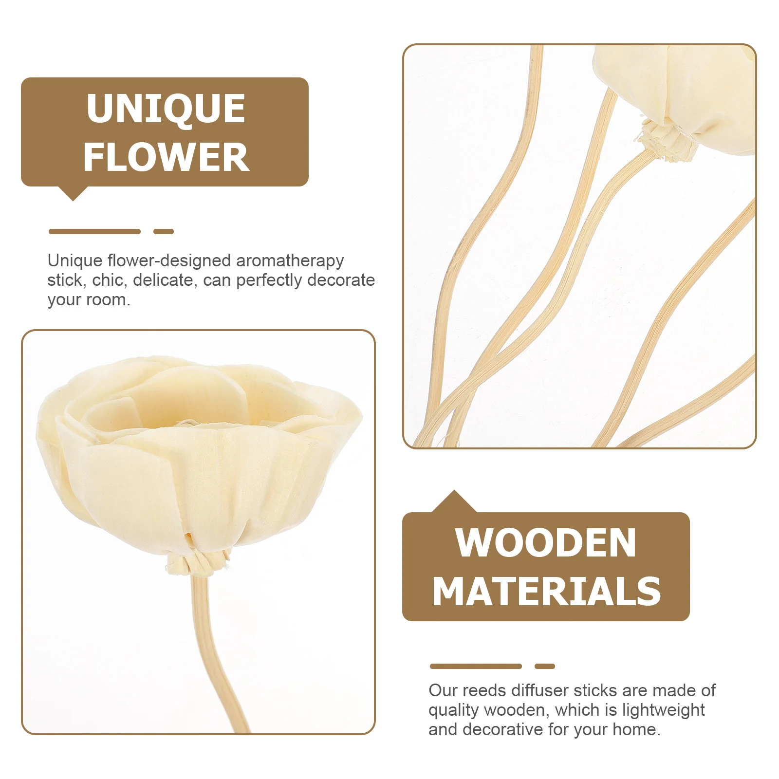 10 Pcs Aromatherapy Rattan Diffusers Dried Flower Sticks Reeds Essential Oil Bottle Replacements Wooden