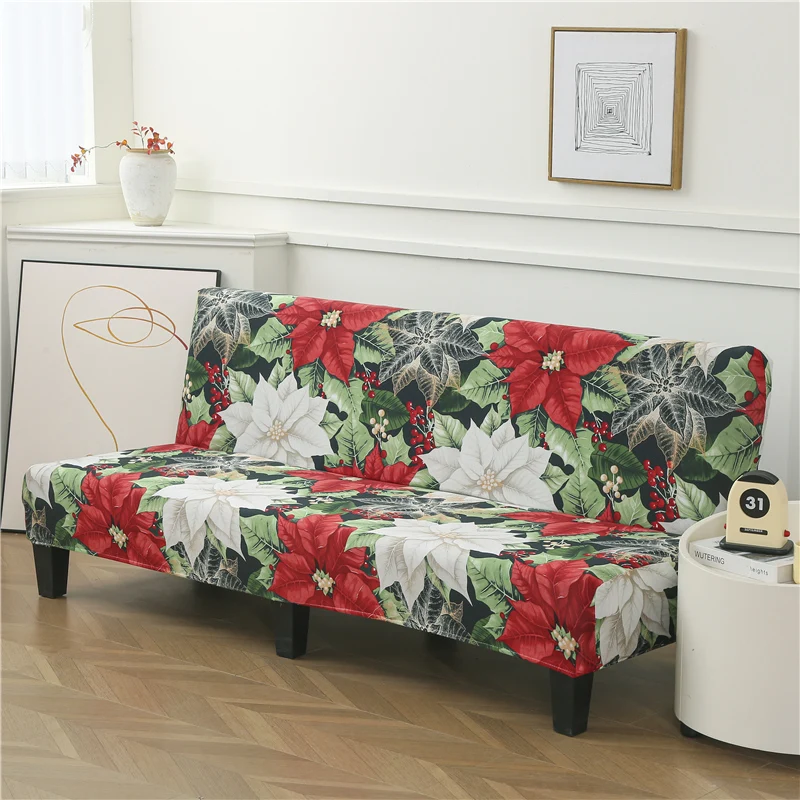 Black Geometric Print Spandex Stretch Sofa Bed Slipcover