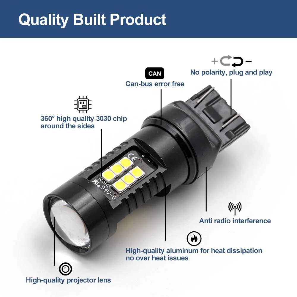 NSLUMO DRL Lampadina LED 7443 W21/5W 3030 SMD 800LM 6000K Per  Ducato, Peug.eot Boxer, Citr.oen Jumper, Op.el Movano C 2014-2025 DLR Luce Diurna Laterale Sidelight No Hyper Flash Integrata - View #10