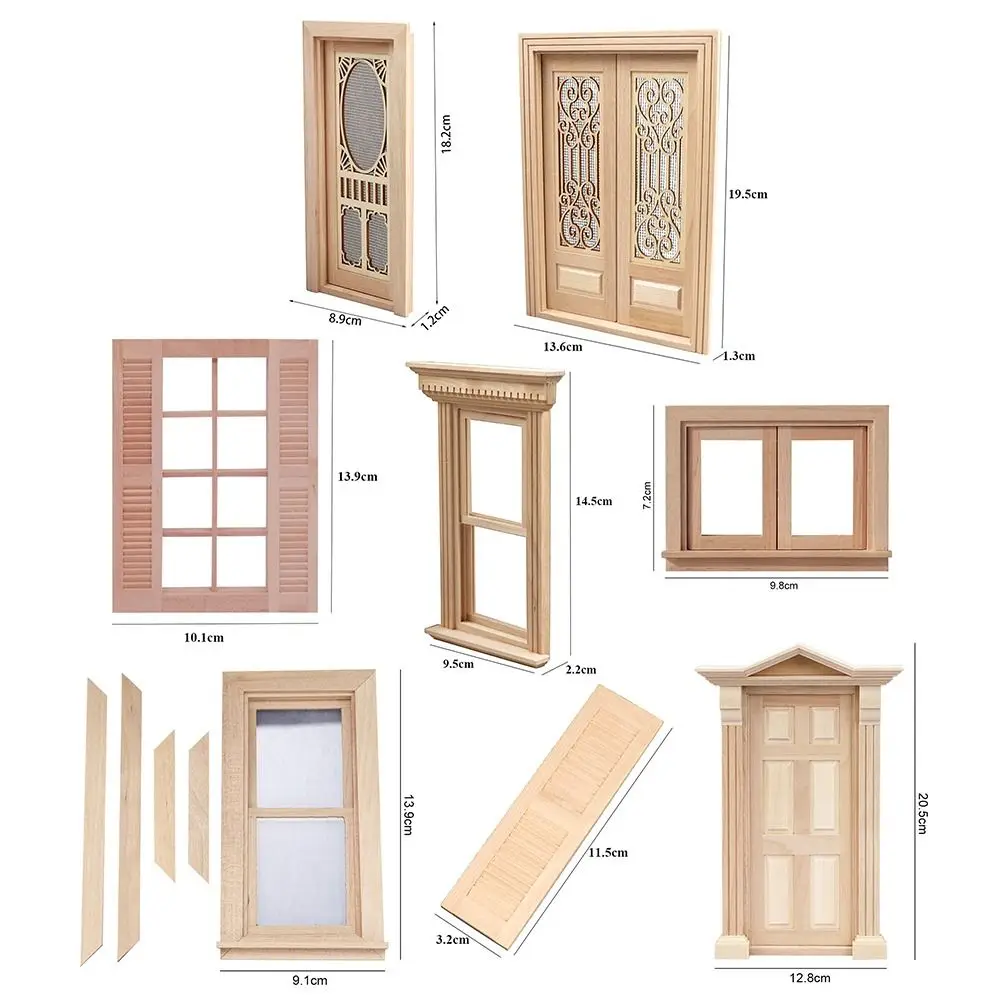 Cute Wooden Frame and Glass Plate Doll House DIY Double Window