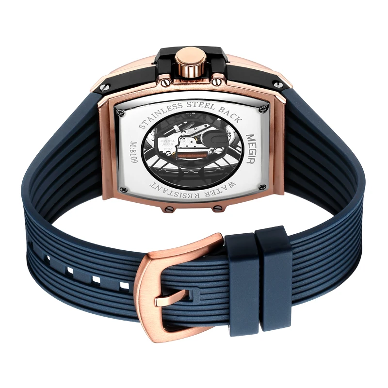 MEGIR Sport Quartz Watch for Men Silicone Strap Waterproof Fashion Hollow Mens Watches Top Brand Luxury Military Wristwatches